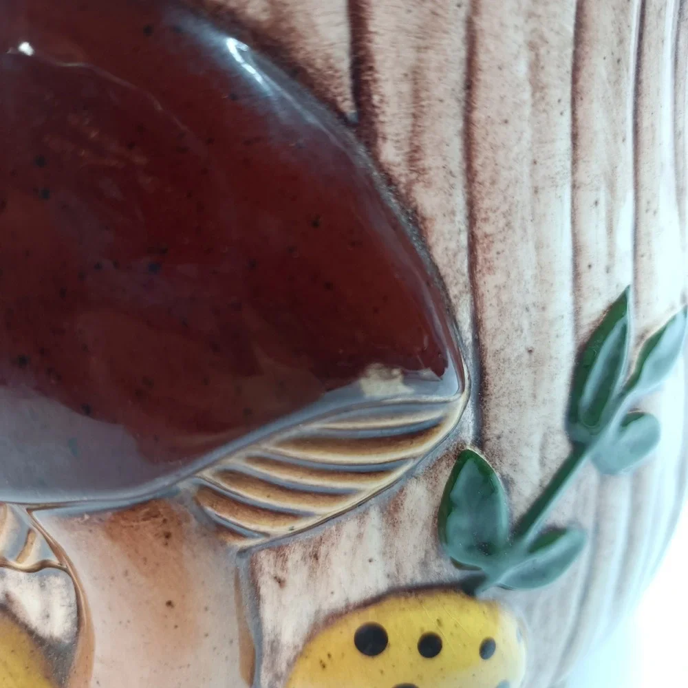 Vtg Arnel's Mushroom Ceramic Cookie Jar Brown Tan Cottagecore Kitchen Decor 70s